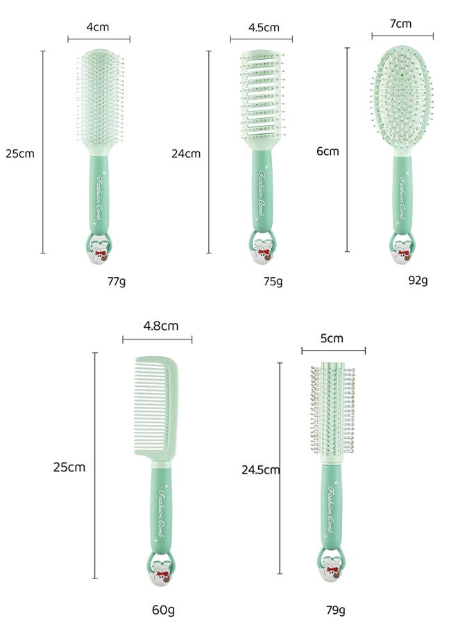 Aimayapet 5PCS Hair Brush Set, 5Pcs Hair Brush Comb Set with Detangling Nylon Pins, Detangling Hairbrush For Women for Reduces Frizz, Hair Combs Hair Dryer Brush Styling Brush,  Wet Dry Brush Cushion Hair Combs for Women, Men, Kids - Image 2